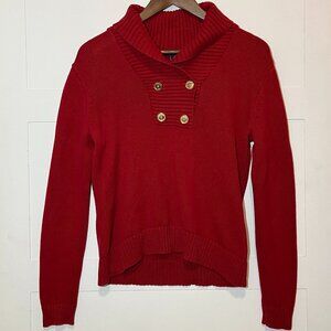 Chaps Red Shawl Collar Sweater Women's Medium Preppy Academia University Classic